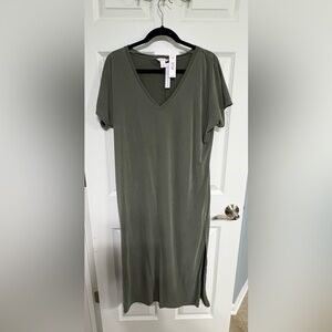Joe Fresh Sage V-Neck Maxi Dress Large NWT